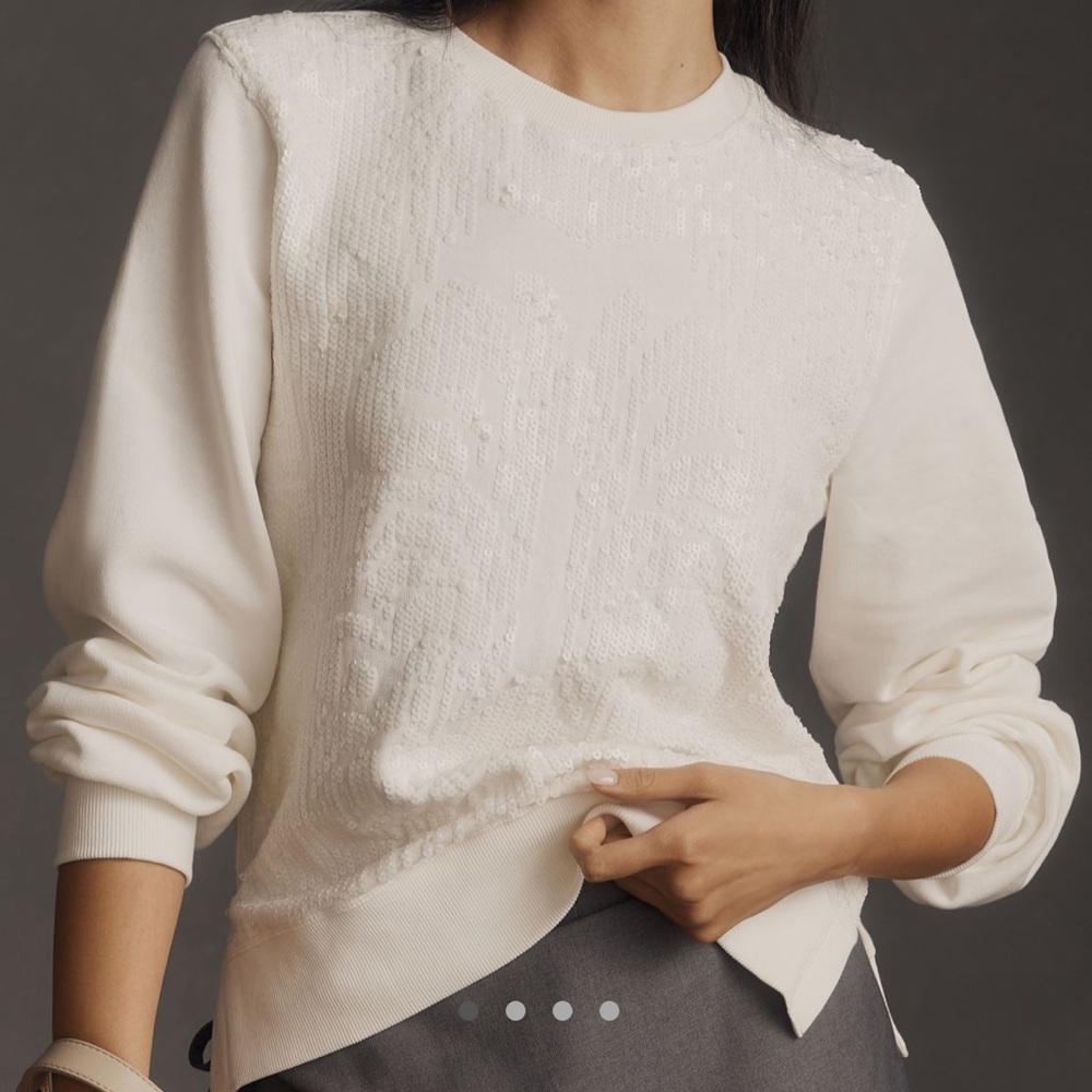 By anthropologie Sequin Ribbed Sweatshirt - Size S